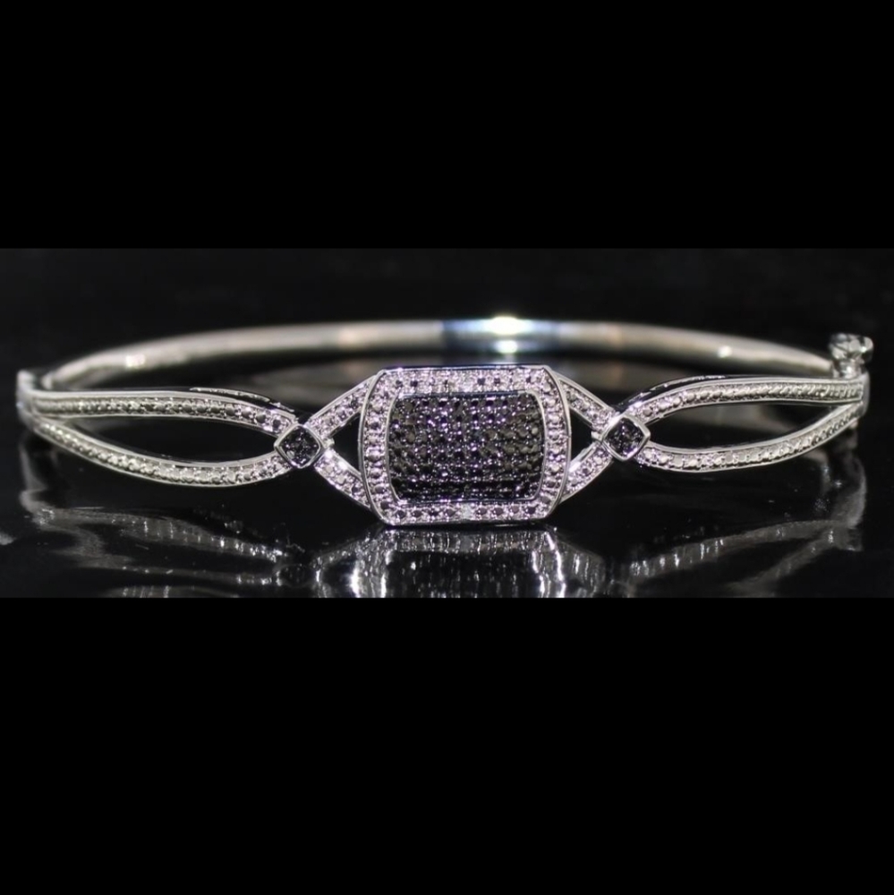 Black & White Diamond Accented Cuff Bracelet